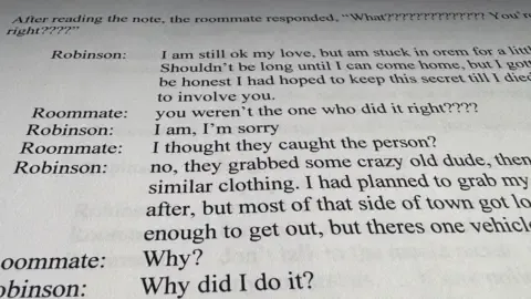 Full Message Exchange Involving Charlie Kirk Suspect and Housemate